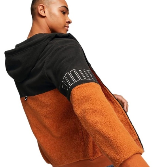 PUMA • Warm Chestnut Power Winterized F2 Logo Full-Zip Hoodie Sweatshirt Jacket - Picture 5 of 9